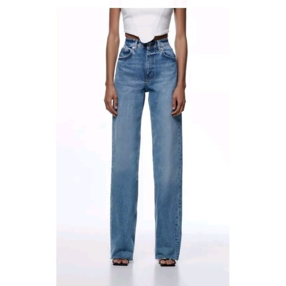 Zara WIDE LEG JEANS HIGH RISE WIDE LEG FULL LENGTH SZ 14-34 - Picture 1 of 12